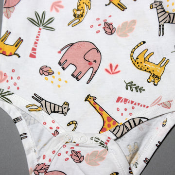 NEW WHITE ANIMALS PRINTED ROMPER FOR GIRLS